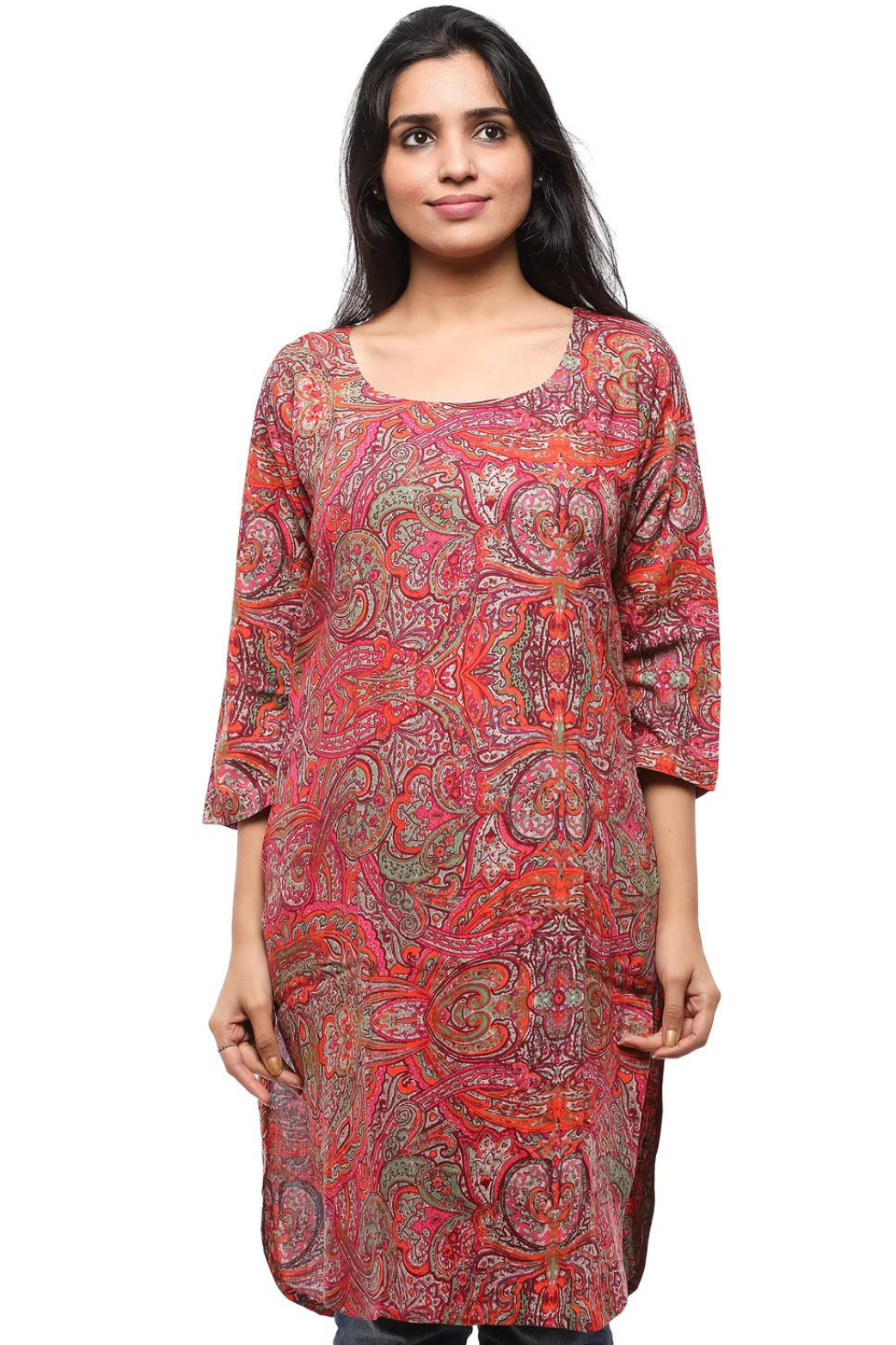 Women Round Neck Knee Length Kurta