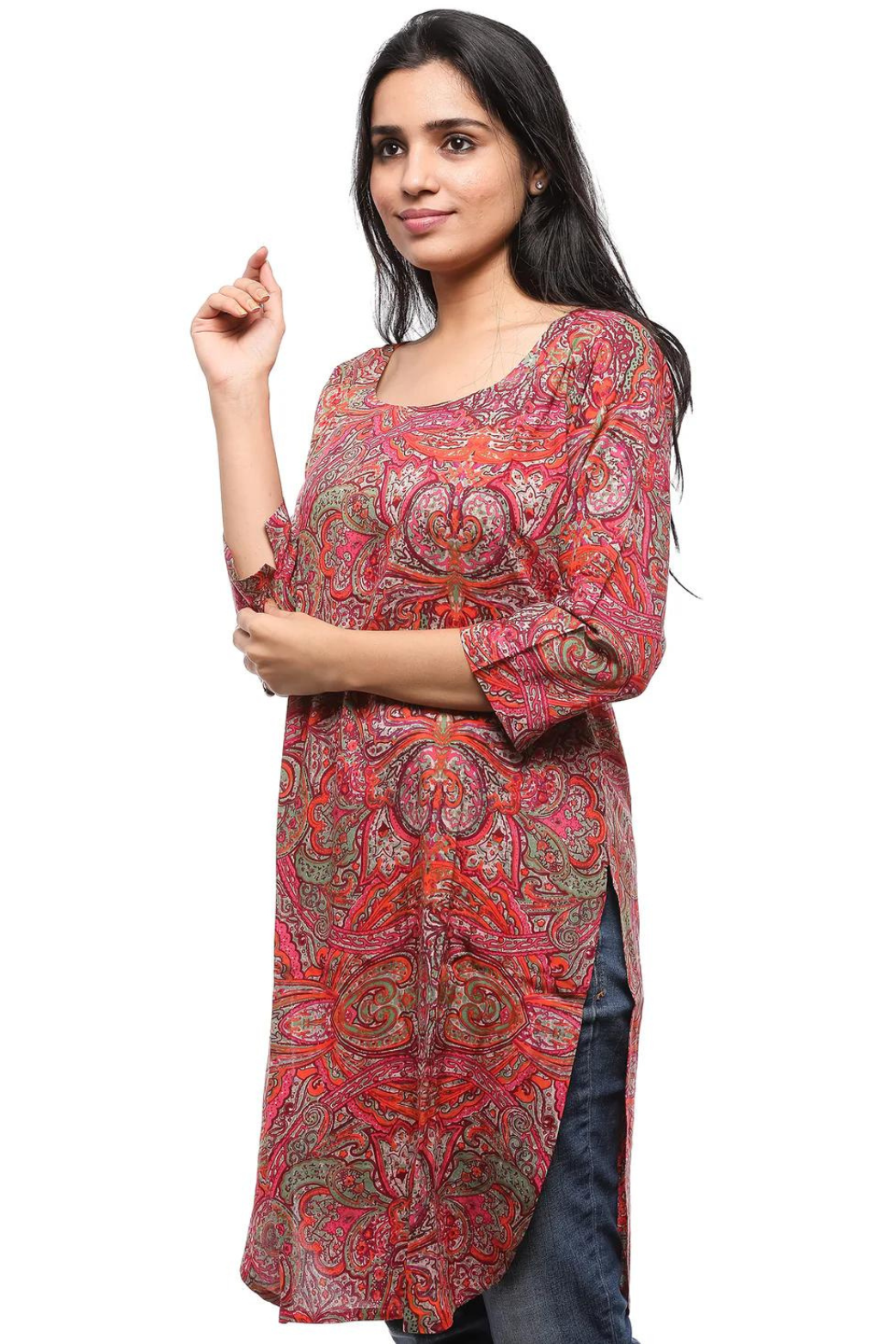 Women Round Neck Knee Length Kurta