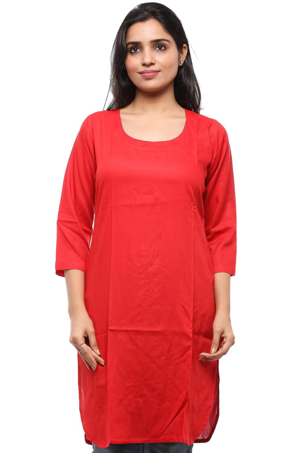 Women Round Neck Knee Length Kurta