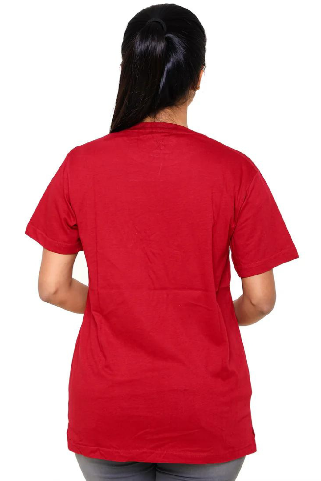 Women Plain Maroon T- Shirt