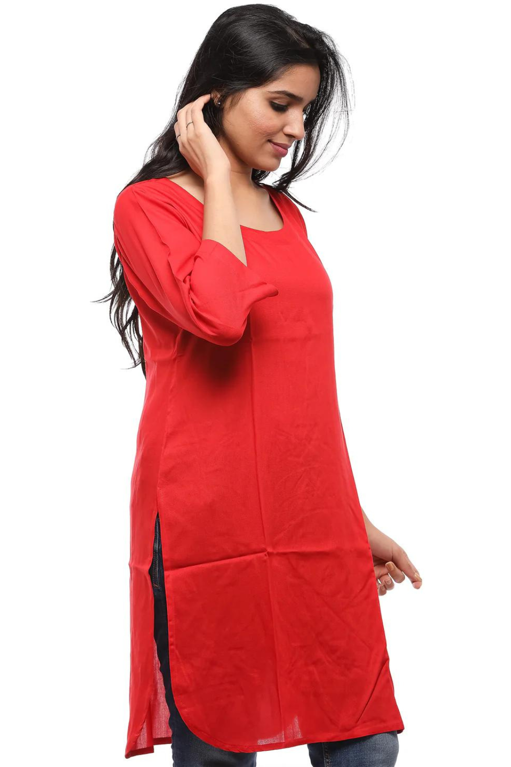 Women Round Neck Knee Length Kurta