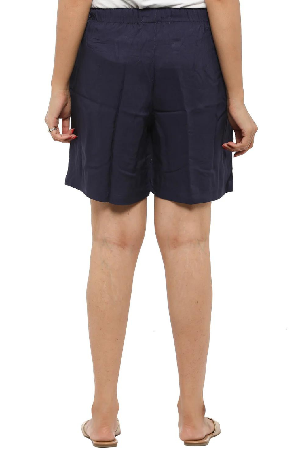 Women Plain Navy Blue Shorts