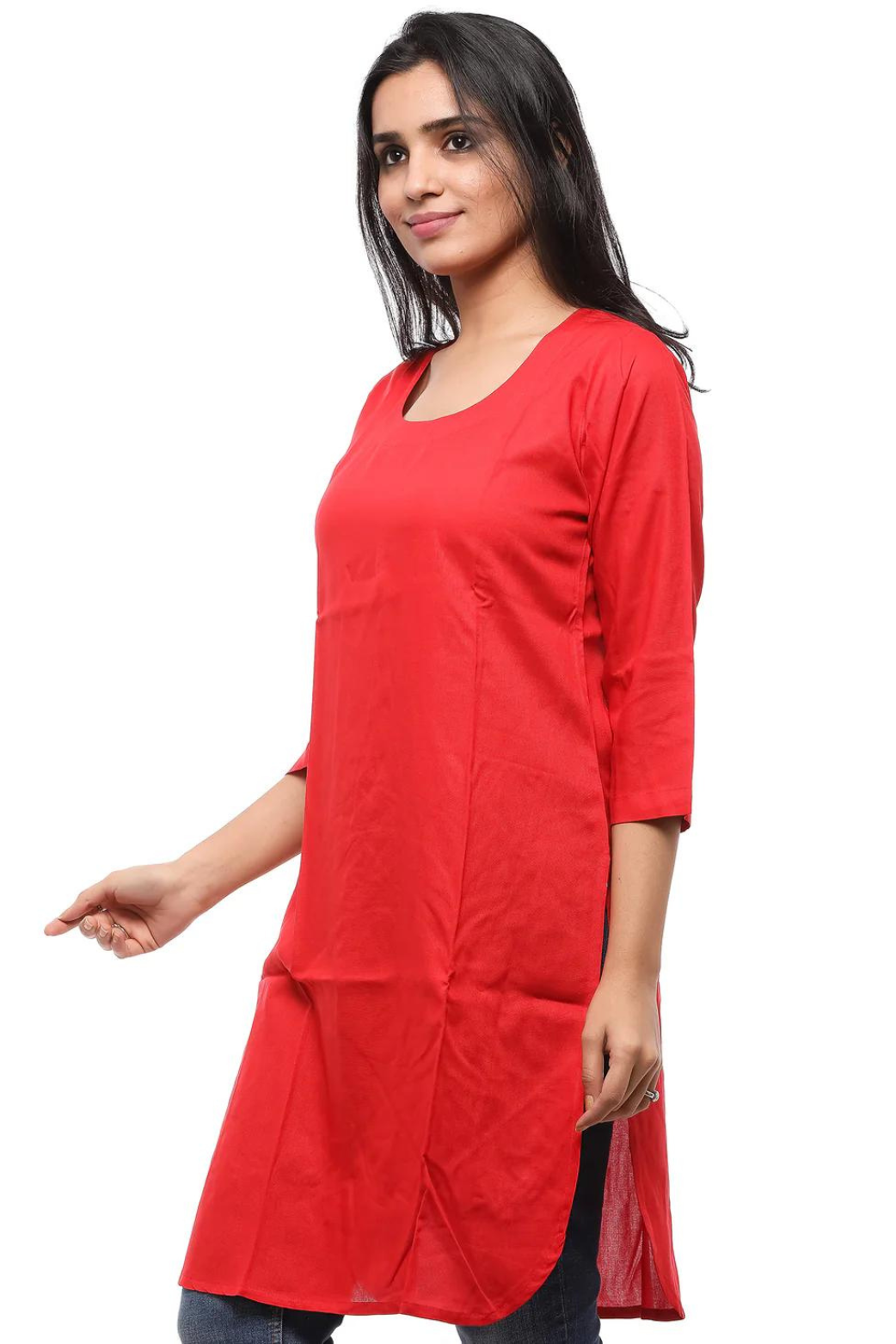 Women Round Neck Knee Length Kurta