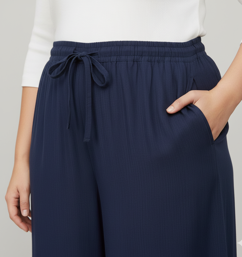 Women Plain Navy Blue Palazzo Pant