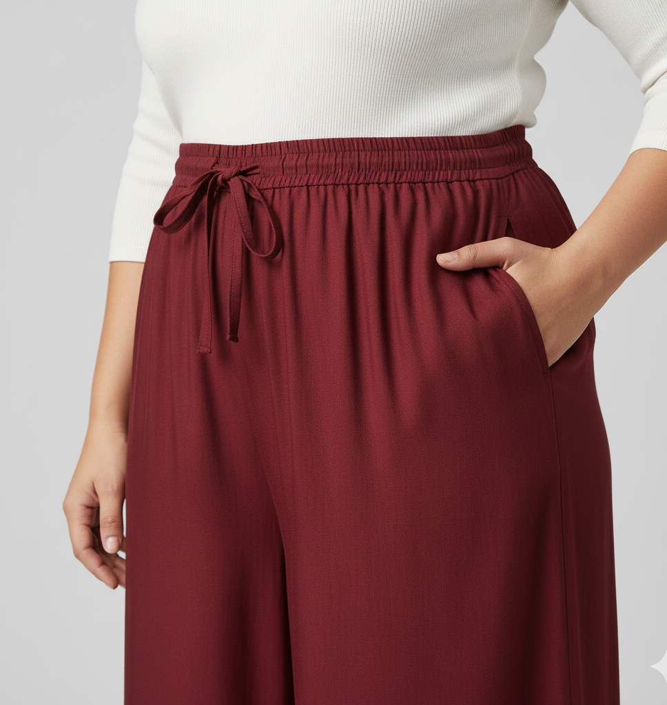 Women Plain Maroon Palazzo Pant