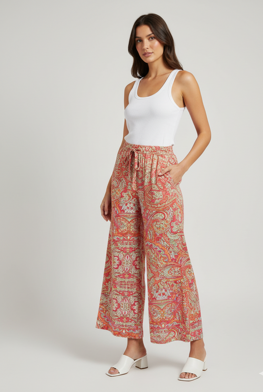 Women Orange  Printed Palazzo Pant