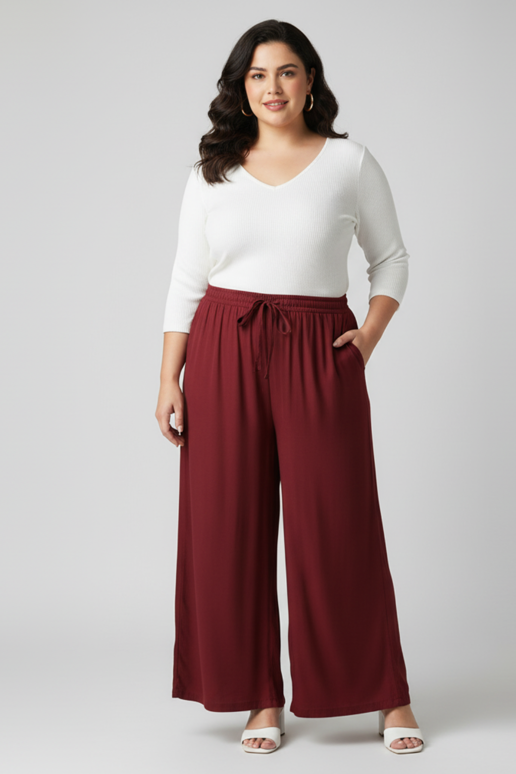 Women Plain Maroon Palazzo Pant